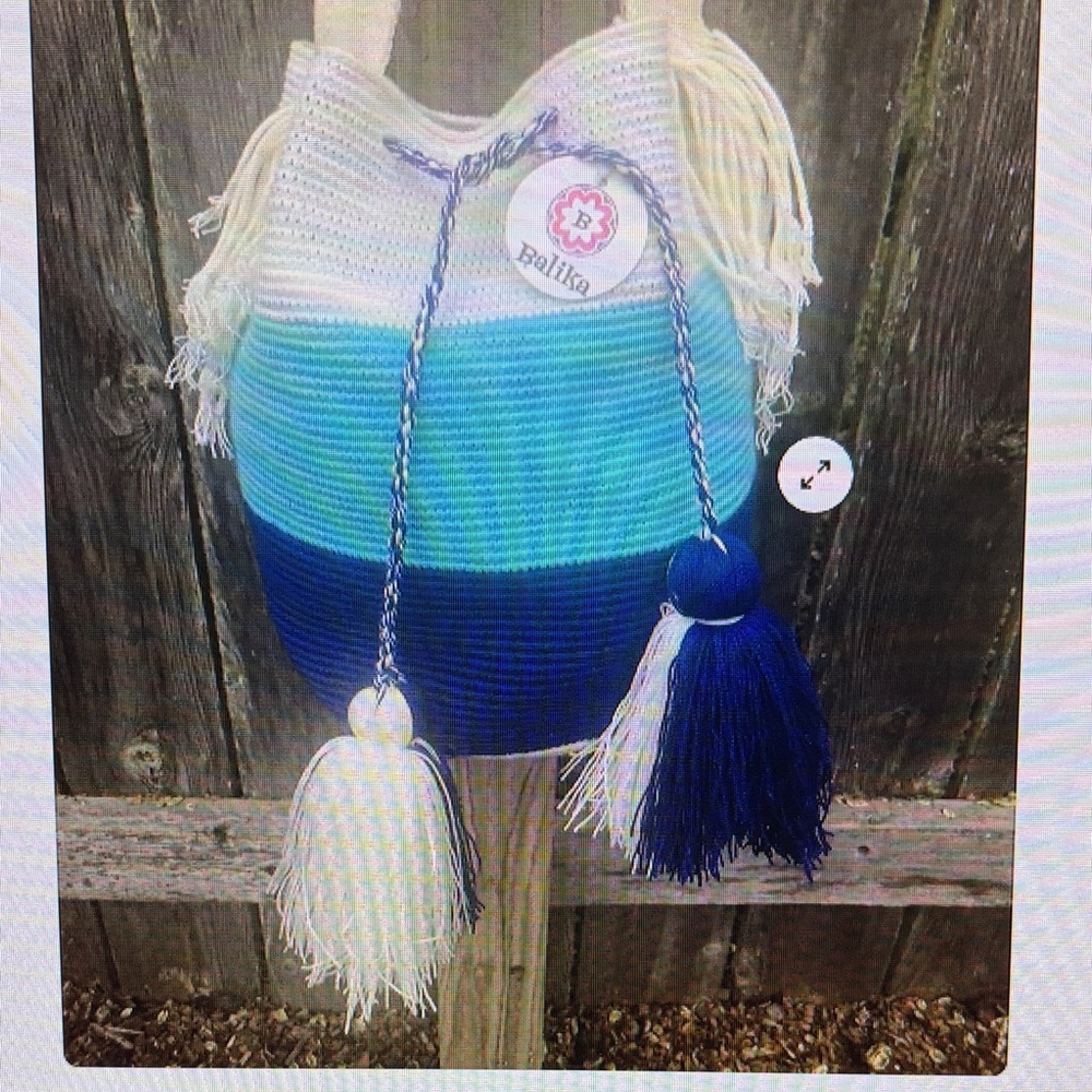 Wayuu Blue and White Striped Bag